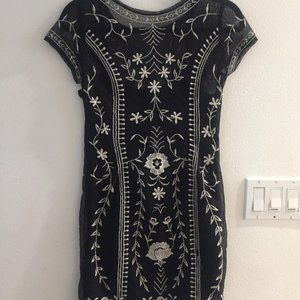 Black and white embroidered Abercrombie dress